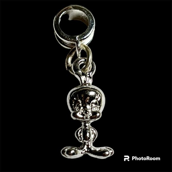 Vintage Tweety Bird Charm European Slider Bead for Bracelet Necklace Silver tone - Picture 2 of 8